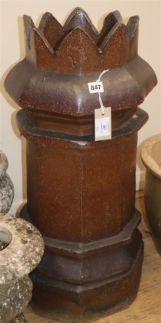 A Victorian earthenware chimney pot H.74cm